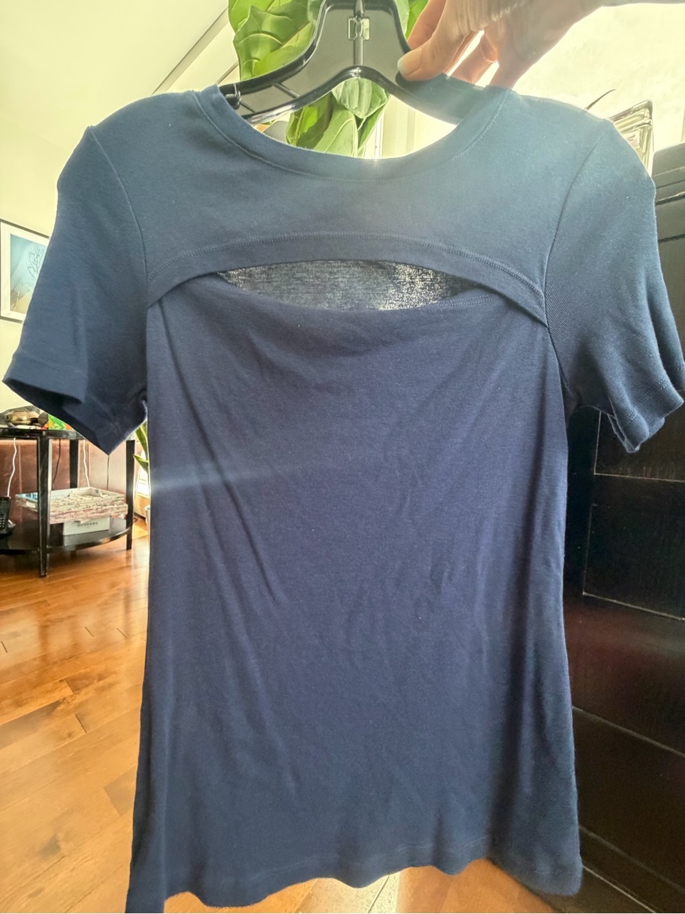Splendid Navy Short Sleeve Tee with Back Cutout